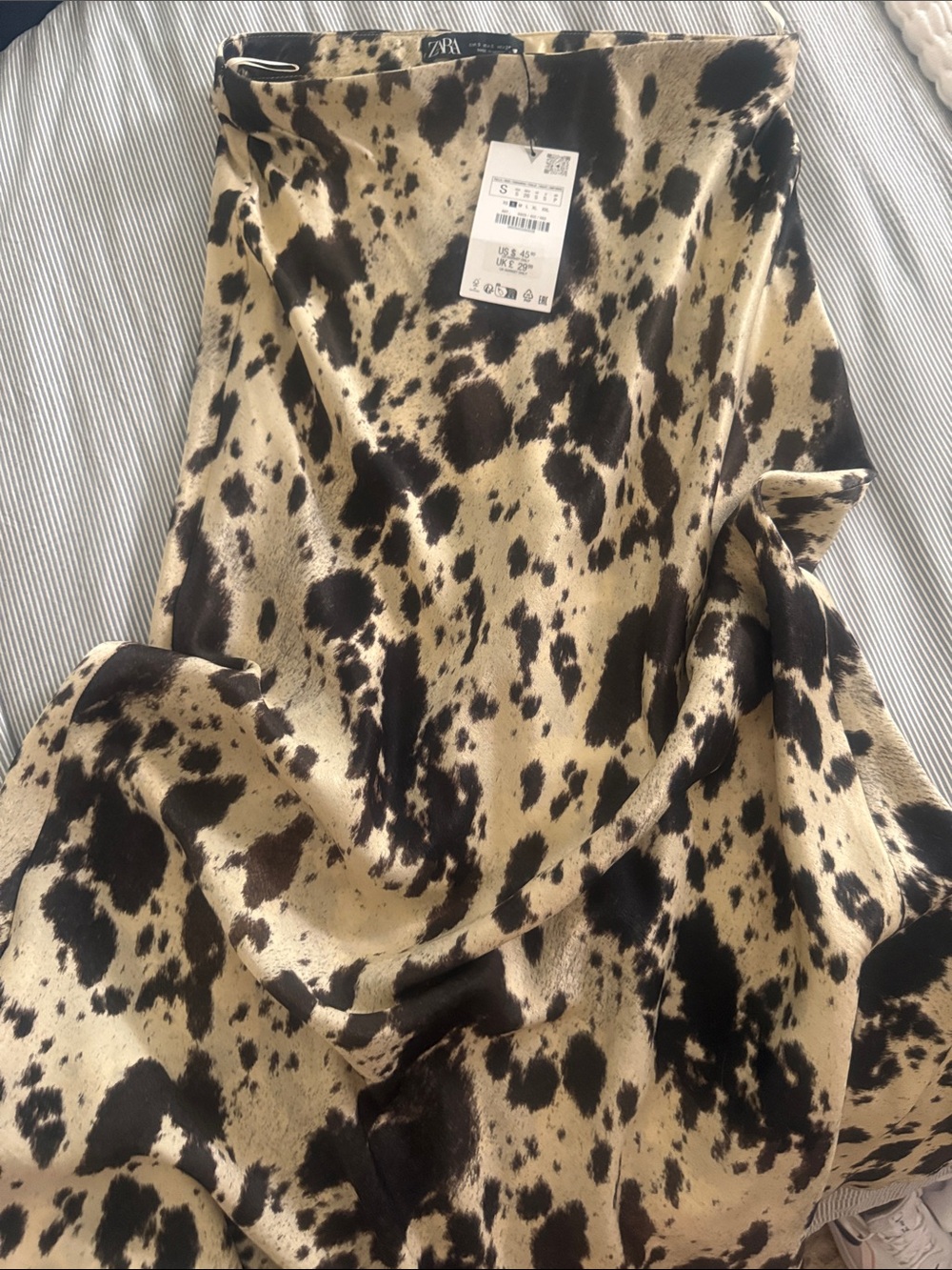 ZARA Beige and Black Animal Print Satin Tunic NEW WITH TAG